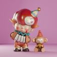 dimoo1.jpg Dimoo Clown - 3D Pop Mart Figure / Clown with Monkey