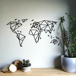 cults1.jpg STL file Geometric world map - wall decor・3D printable design to download