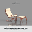 POANG ARMCHAIR& FOOTSTOOL DOLLHOUSE MINIATURE 1:12 SCALE MINIATURE IKEA-INSPIRED Poäng Armchair and FootStool for 1:12 DOLLHOUSE, Mini Poang Chair, Miniature Chair for Dollhouse