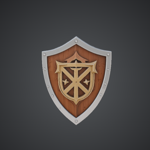 Fantasy Heraldic Shield – Wooden Crest Emblem