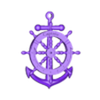 shipwheel.obj Shipwheel and anchor keychain with name tag