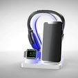 Untitled-765-LED-3.jpg MAGSAFE CHARGING STATION FOR IPHONE & WATCH WITH HEADPHONE STAND - NEW