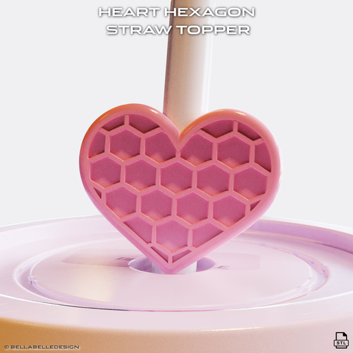 Heart Hexagon  Honey Comb Straw Topper Straw Buddy - 8.5 mm