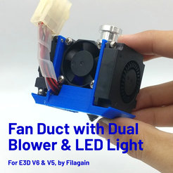 Fan-Duct-with-Blower-and-LED-Cover-1.png E3D V5 V6 Fan Duct with Blower and LED Light