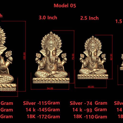 Ganesh Ji Model 05 Light Weight  Models in All Sizes 3D model