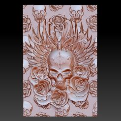 skullAndRoses1.jpg Fichier STL gratuit crâne et rose・Plan à télécharger et à imprimer en 3D