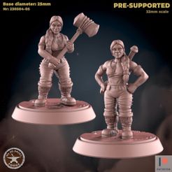 230504-05-Dwarf-Female_paladin.jpg 3D-Datei Zwergin Paladin zwei Modelle・Design für 3D-Drucker zum herunterladen