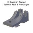 Raised-Tactical-Sight-03.jpg GBB GBBR Airsoft Hi Capa Hicapa 5.1 Raised Tactical Fiber Optic Rear and Front Sight Tokyo Marui WE Armorer Works Compatible