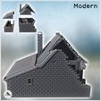 3.jpg Single-story house with brick walls, tiled roof, and rear annex (9) - Modern WW2 WW1 World War Diaroma Wargaming RPG Mini Hobby
