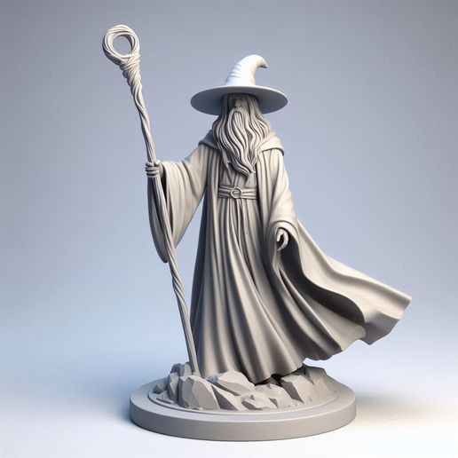 🧙‍♂️ Wizard with Staff・ STL File for 3D printing・Cults