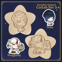 CollabP3_Cults.png Archivo STL Genshin Impact Collab Set 3 Cortadores de Galletas・Objeto imprimible en 3D para descargar