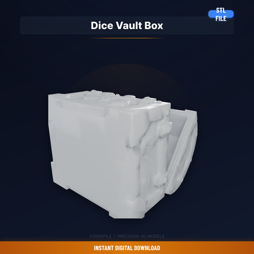 Hinged Treasure Chest Box For Dice Storage, Ornate Metal - 3D Printable STL File