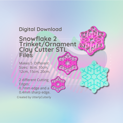 Cover-7.png Clay Cutter STL File Large Snowflake 2 Trinket/Ornament  - Home Decor Digital File Download- 5 sizes and 2 Cutter Versions, cookie cutter