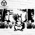 5.jpeg Squirrel Serenade: 3D Forest Wall Art