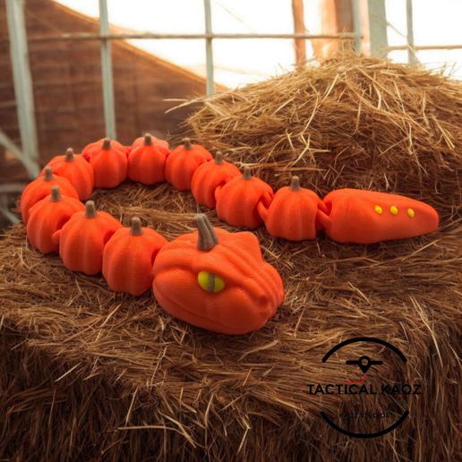 Pumpkin Snake Articulating Flexy - Print In Place