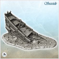 1-PREM.jpg Fichier STL Épave médiévale en bois échouée sur le rivage (5) - Pirate Jungle Île Plage Piraterie Caraïbes Médiéval Crâne Renaissance・Plan pour imprimante 3D à télécharger