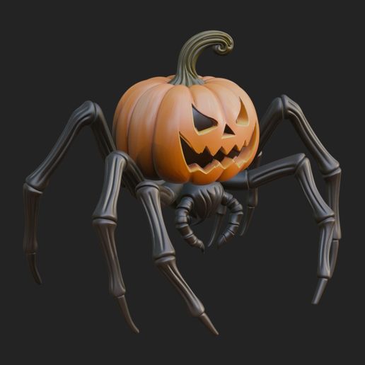 Pumpkin Spider Statue Design 1 - 3D Print Model