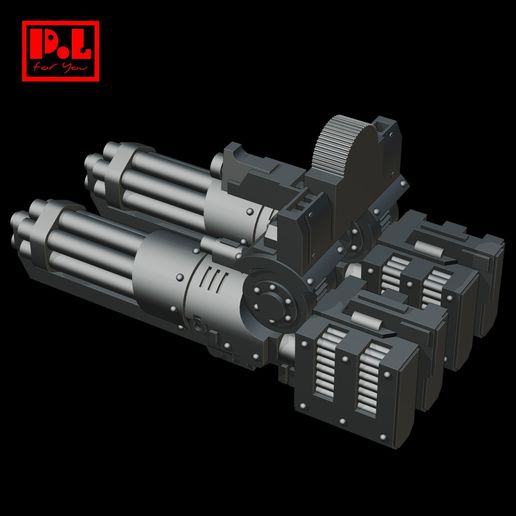 🪖 Minigun M134 dual・Archivo STL para Impresión 3D・Cults