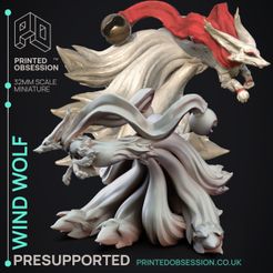 Wind-Wolf-1.jpg Fichier 3D Wind Fox - Familiers élémentaires - PRESUPPORTED - Illustré et Stats - Echelle 32mm・Design pour imprimante 3D à télécharger