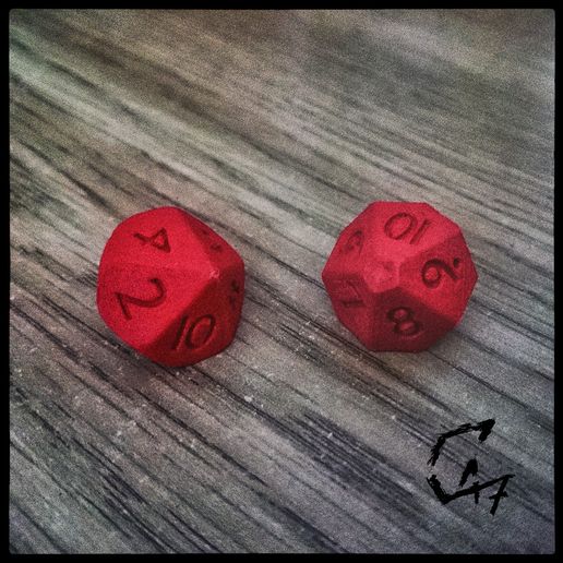 D10 dices (1-10 ; 0-9 ; 1-10 for counting in Munchkin) - 3D model önizlemesi