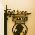 MISTERY.png Mystery Bookshelf Separator - Detective Sign