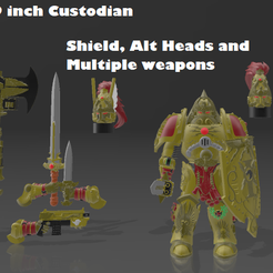 Custom 9 inch Custodian rani a Fichier 3MF gratuit Figurine de gardien de 9 pouces personnalisée avec têtes et armes supplémentaires・Plan pour imprimante 3D à télécharger
