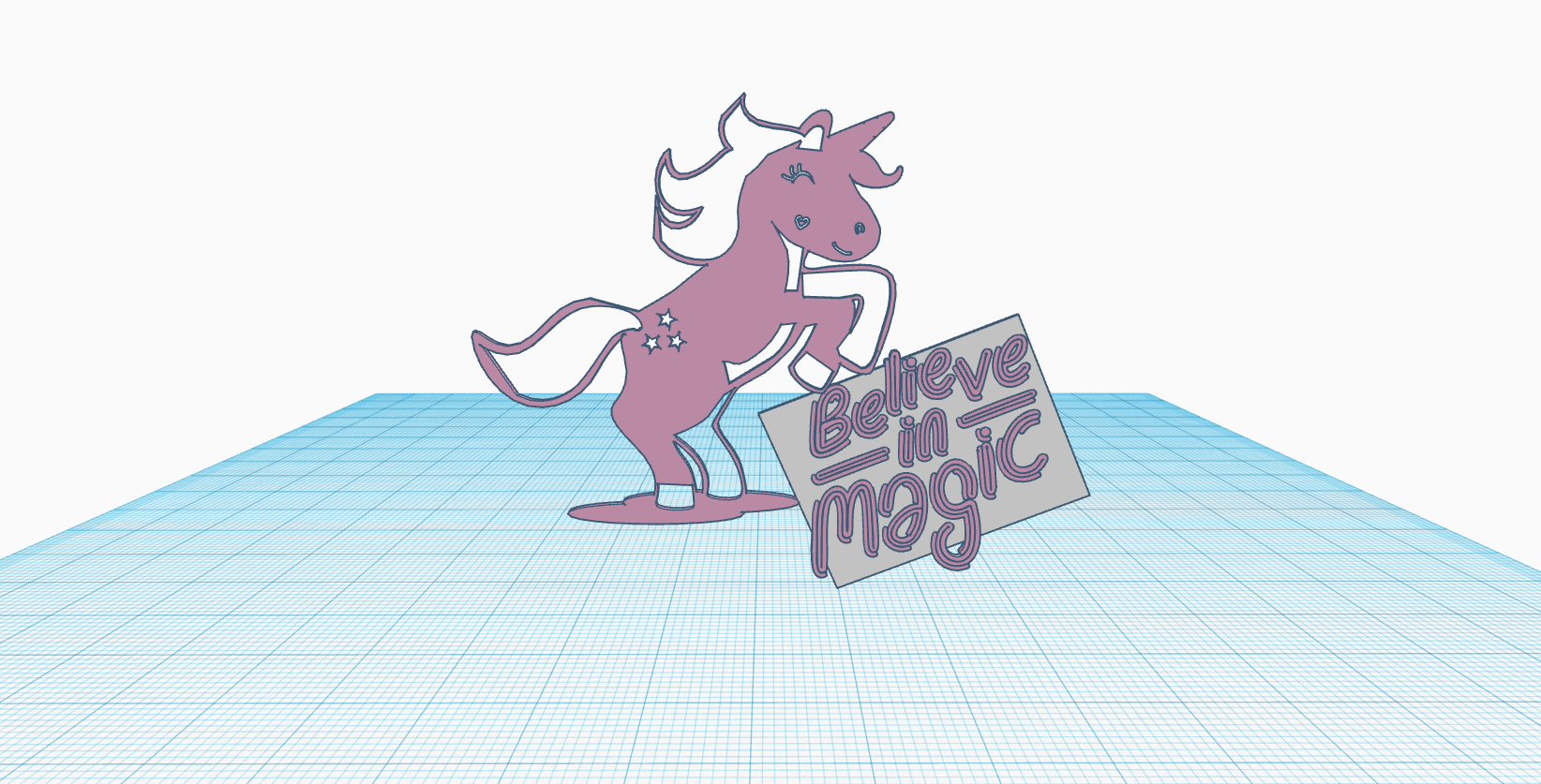 stl file cake topper rainbow unicorn believe in magic tag 3d printable model to download cults