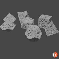 Gears_Gothic_all_fine.png Free STL file Dice set for D&D with gear symbols・3D printable model to download