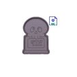 358790819_958826882088694_532669243539903321_n.jpg Kawaii Skull On Tombstone Cookie Cutter and Stamp set 2 piece file