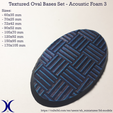 Oval_bases_AcousticFoam003_promo.png 3 en 1 BUNDLE - Espuma acústica 3 textura Bases Set (redondo, cuadrado y rectángulo, oval) + bases delgadas | Perfecto para Wargames de mesa y juegos de rol