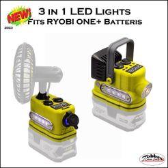 TCD_3_in_1_01.jpg Archivo STL Luces LED 3 en 1 para Ryobi one+・Diseño para descargar y imprimir en 3D