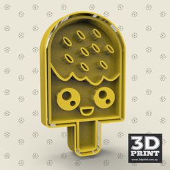Ice-Cream-Cookie-Cutter.jpg Fichier STL gratuit Découpeur de biscuits à la crème glacée - Découpeur de biscuits à la crème glacée・Design imprimable en 3D à télécharger