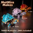 MatMireMakes_RoboTortoise-Three3mf.jpg RoboTortoise, Articulado, Imprimir no local, Robô tartaruga Flexi giro