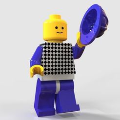 Legomann grüsst_hell.jpg Free STL file Lego Man "takes off his Helmet"・3D printable model to download