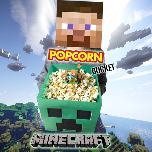 🎬 Minecraft Movie Popcorn Bucket・ STL File for 3D printing・Cults