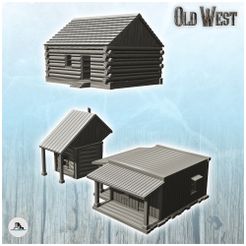 1-PREM.jpg Archivo STL Conjunto de tres edificios de madera del oeste (25) - USA America ACW American Civil War History Historical・Plan imprimible en 3D para descargar