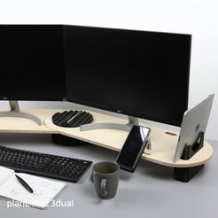 ms23dual0002.jpg Fichier 3D support de moniteur, porte-crayon planL ms23dual・Objet imprimable en 3D à télécharger
