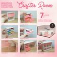 Miniature-Crafter-Sewing-Room.jpg MINIATURE CRAFTER / SEWING ROOM FURNITURE COLLECTION (7 PCS) | 1:12 SCALE, MINIATURE CRAFT ROOM, DOLLHOUSE SEWING ROOM, MINIATURE CRAFTING ROOM