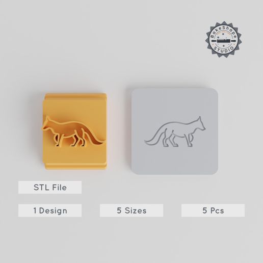 product_3710-01_main.jpg Fox Stamp Tile Set, 5 Sizes, Perfect for Clay, Cookies & Fondant, Animal Motif, 20-40mm