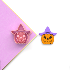 Halloween-Vista-actual.png Digital .STL Polymer Clay Cutter Witch Pumpkin *5 Size 3 Version Cut/Halloween Polymer Clay/File For Use In A 3D Printer