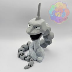 onix_01_wm2.jpg STL file Onix - Flexi Articulated Pokémon with moving jaw (print in place, no supports)・Template to download and 3D print