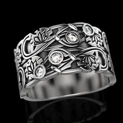 Ring-with-4-stones-1.jpg Fichier STL Bague avec 4 pierres・Idée pour impression 3D à télécharger