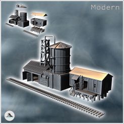 1-PREM.jpg STL file Modern industrial station with warehouse buildings and large pipe silo (1) - Modern WW2 WW1 World War Diaroma Wargaming RPG Mini Hobby・3D printable model to download