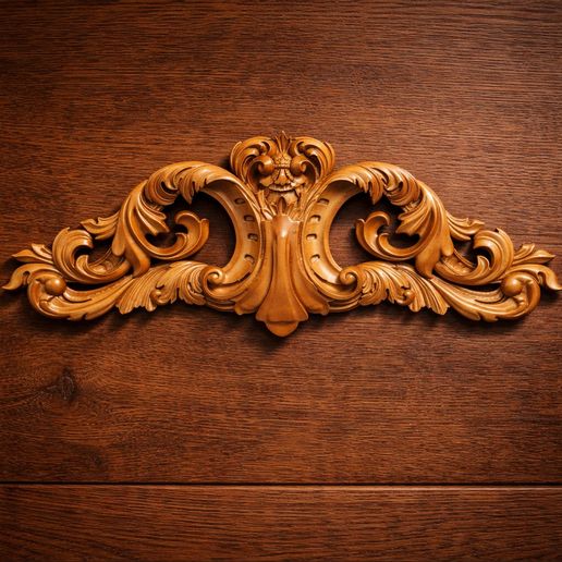 Baroque Acanthus Scroll Pediment STL for CNC