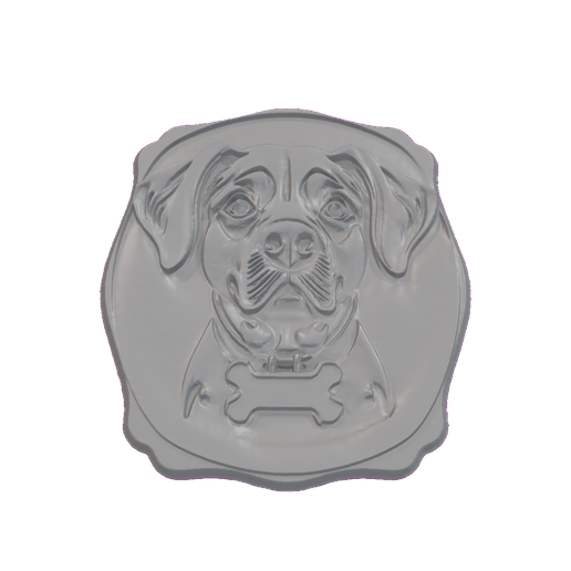 Rottweiler Head with Bone Tag Round Relief STL