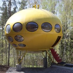 large_display_Futuro-AriKarttunen.jpg Free STL file Futuro house keychain・Design to download and 3D print