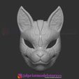 Fox_Mask_no3_05.jpg Japanese Fox Mask Demon Kitsune Costume Cosplay Helmet STL File