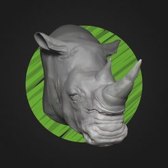 Main.jpg STL file White Rhino Head - High Poly・3D printing template to download