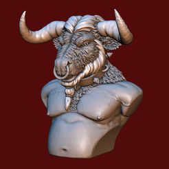 for-renderhub.jpg Download OBJ file Minotaur Bust Statue • Model to 3D print, 3DPrintArt