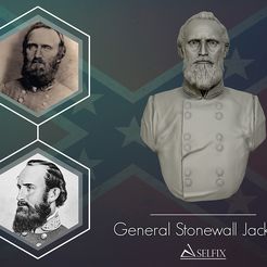 01.jpg STL file General Stonewall Jackson bust sculpture 3D print model・3D print design to download